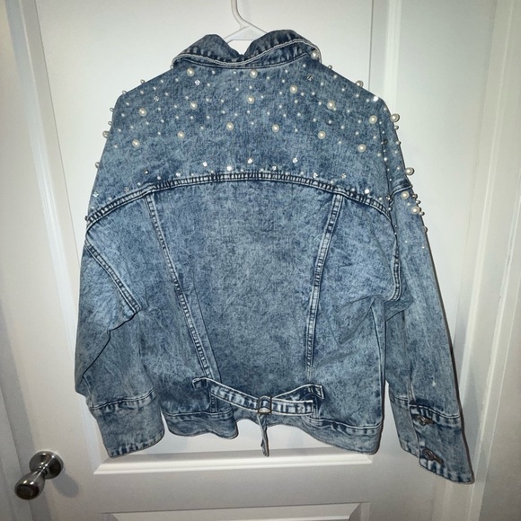 Pearl & Rhinestone Denim Jacket - Picture 3 of 3